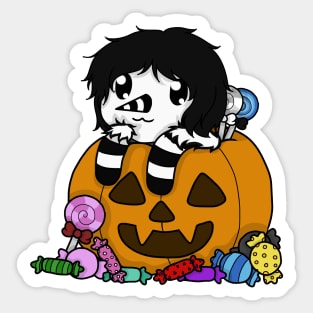 laughing jack pumpkin and candy Sticker